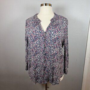 Mason & Belle Floral Button Up Tunic Women’s Size 2X Split V-Neck Long Sleeve